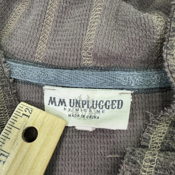 Miss Me Sweatshirt Womens Medium Brown MM Unplugged Rhinestone Wings Hooded - Picture 5 of 11